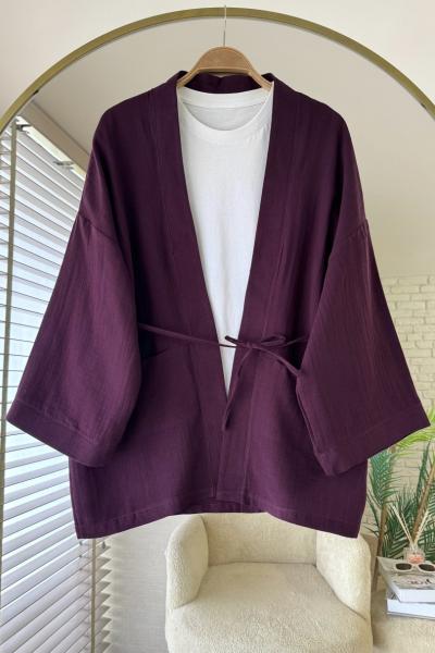 Cepli Müslin Kimono Mürdüm