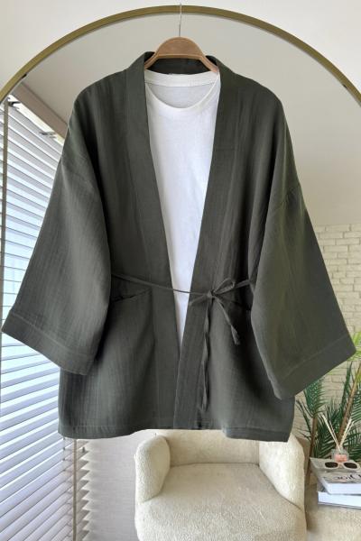 Cepli Müslin Kimono Haki