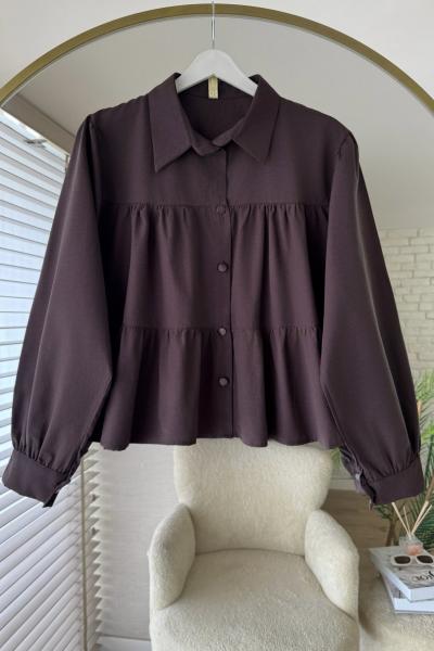 Floor Kısa Gömlek Acı Kahve