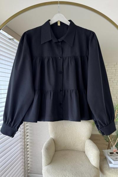 Floor Kısa Gömlek Siyah