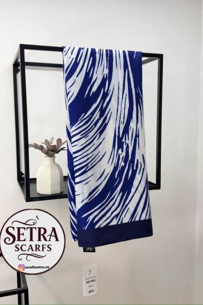 Zebra Desenli Şal Lacivert