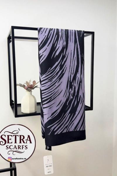 Zebra Desenli Şal Lila-Siyah