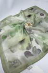 Çiçek Desenli Kehribar Eşarp yeşiil