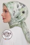 Çiçek Desenli Kehribar Eşarp yeşiil