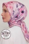 Çiçek Desenli Kehribar Eşarp  Pembe Rk
