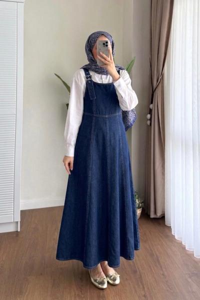 Kemer Askılı Kot Jile Lacivert