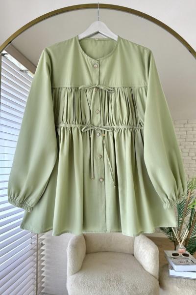 Biye Büzgülü Gömlek Yeşil