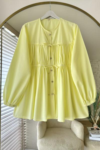 Biye Büzgülü Gömlek Sarı