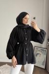 Reglan Kol Oversize Gömlek Siyah