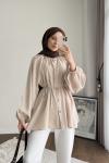 Reglan Kol Oversize Gömlek Bej