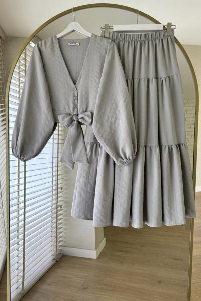 Önü Bağlamalı Gofre Takım Küf Yeşili