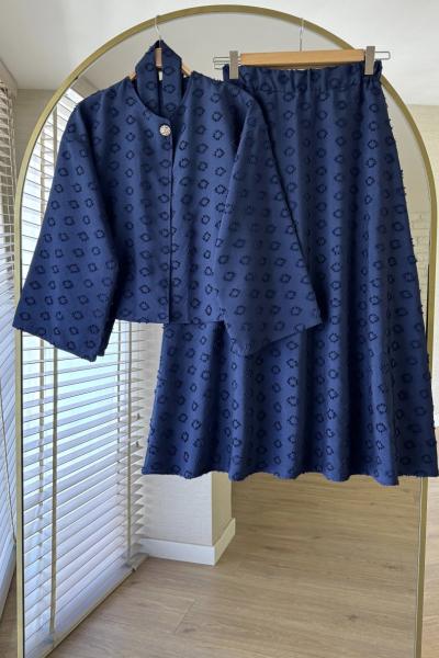 Fringe Etekli Takım Lacivert