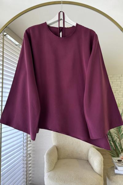 Eteği Asimetrik Bluz Bordo