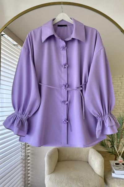 Patı Çiçekli Gömlek Lila