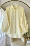 Çizgili Oversize Gömlek Sarı