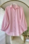 Çizgili Oversize Gömlek Pembe