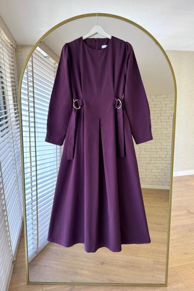 Pensli Poplin Elbise Mürdüm