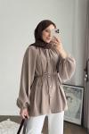Reglan Kol Oversize Gömlek Vizon