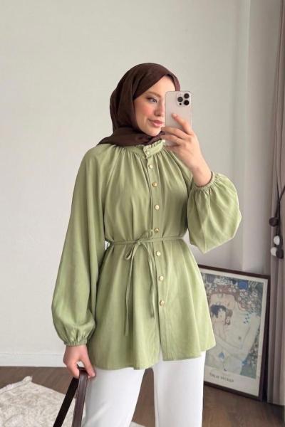 Reglan Kol Oversize Gömlek Yeşil