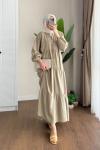 Yarım Patlı Oversize Modal Elbise Yeşil