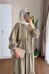 Yarım Patlı Oversize Modal Elbise Yeşil