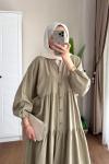 Yarım Patlı Oversize Modal Elbise Yeşil