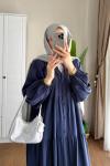 Yarım Patlı Oversize Modal Elbise Lacivert