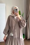 Yarım Patlı Oversize Modal Elbise Vizon