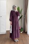 Yarım Patlı Oversize Modal Elbise Mürdüm
