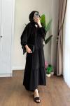 Yarım Patlı Oversize Modal Elbise Siyah