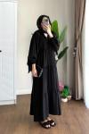 Yarım Patlı Oversize Modal Elbise Siyah