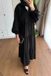 Yarım Patlı Oversize Modal Elbise Siyah