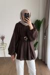 Bubble Kemerli Tunik Acı Kahve