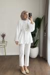 Bubble Kemerli Tunik Beyaz