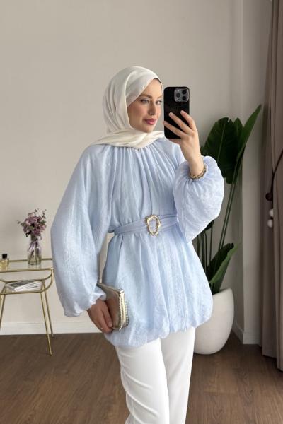 Bubble Kemerli Tunik Bebe Mavisi