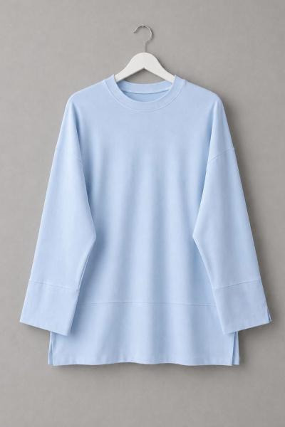 Yırtmaç Detaylı Süprem Sweatshirt Mavi