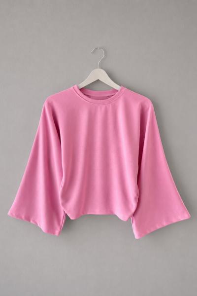 Yanları Büzgülü Bluz Pembe