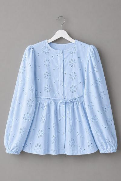 Robası Fırfırlı Fisto Bluz Bebe Mavisi