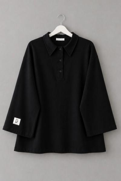Polo Yaka Süprem Sweatshirt Siyah