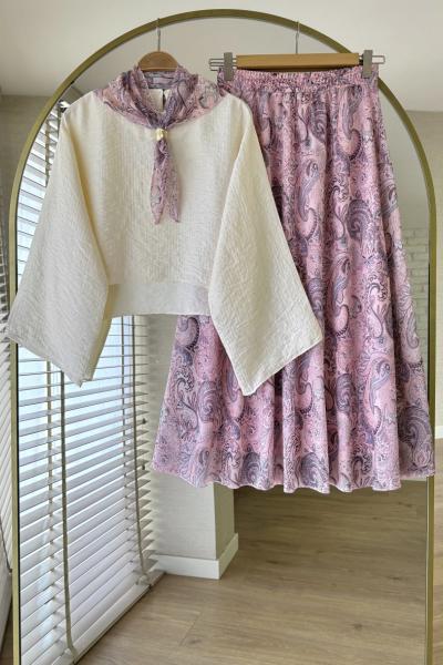Fularlı Etro Takım Pembe