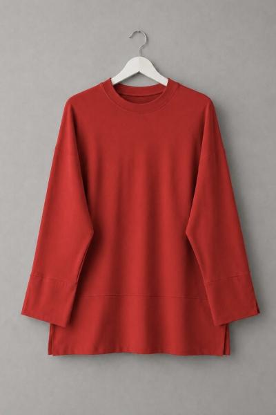 Yırtmaç Detaylı Süprem Sweatshirt Kırmızı