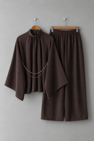 Queen Pantolonlu Takım Acı Kahve