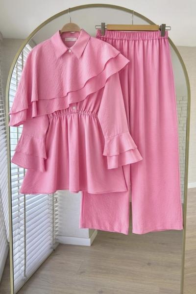 Cape Pantolonlu Takım Pembe