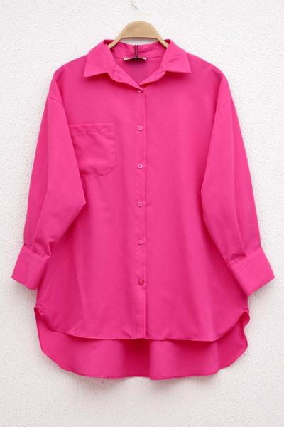 Tek Cepli Oversize Gömlek Fuşya