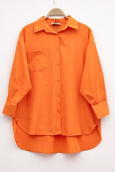 Tek Cepli Oversize Gömlek Turuncu