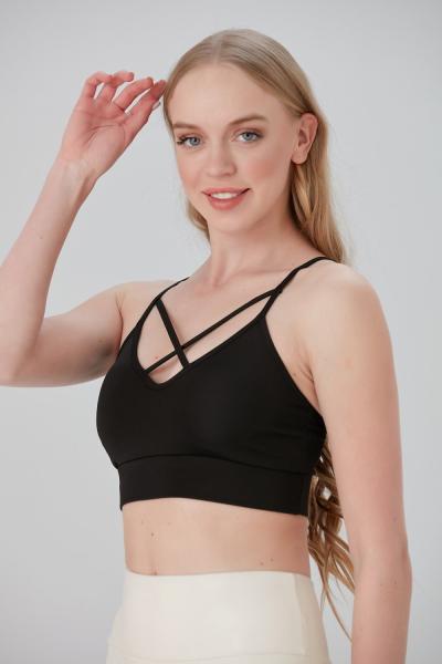 Önü Çapraz İp Askılı Büstiyer Siyah