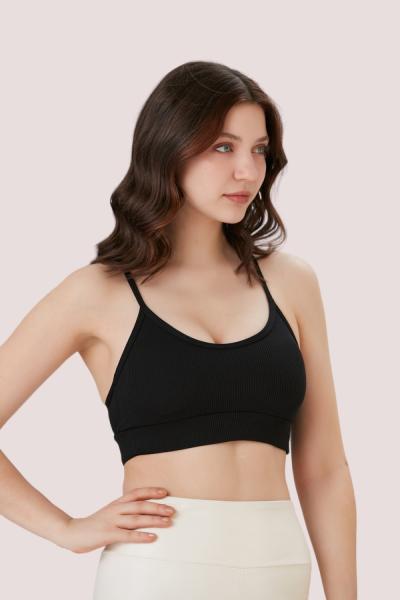 İp Askılı Fitilli Fleto Büstiyer Siyah