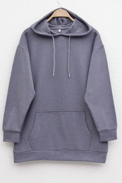 Kanguru Cep Kapüşonlu Sweatshirt Antrasit