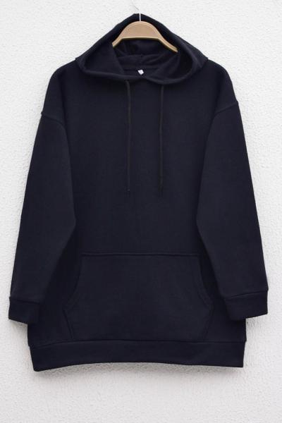 Kanguru Cep Kapüşonlu Sweatshirt Siyah