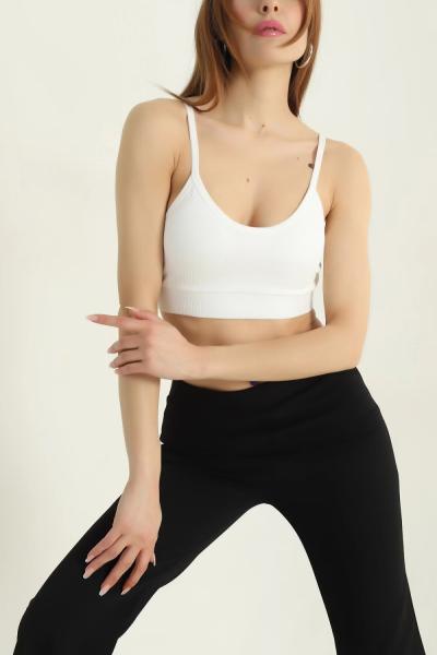 İp Askılı Fitilli Fleto Büstiyer Beyaz